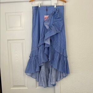Cherish Asymmetrical Blue Ruffled Skirt